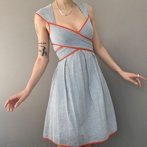 Beautiful Gray and Red Trim Plus Size Dress